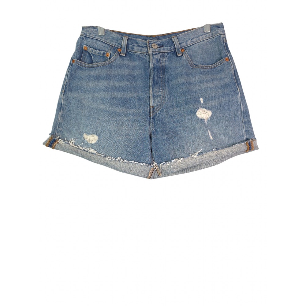 Levi's 501 Jean Shorts Womens 29 Cotton Distressed High Rise Button Fly Cuffed